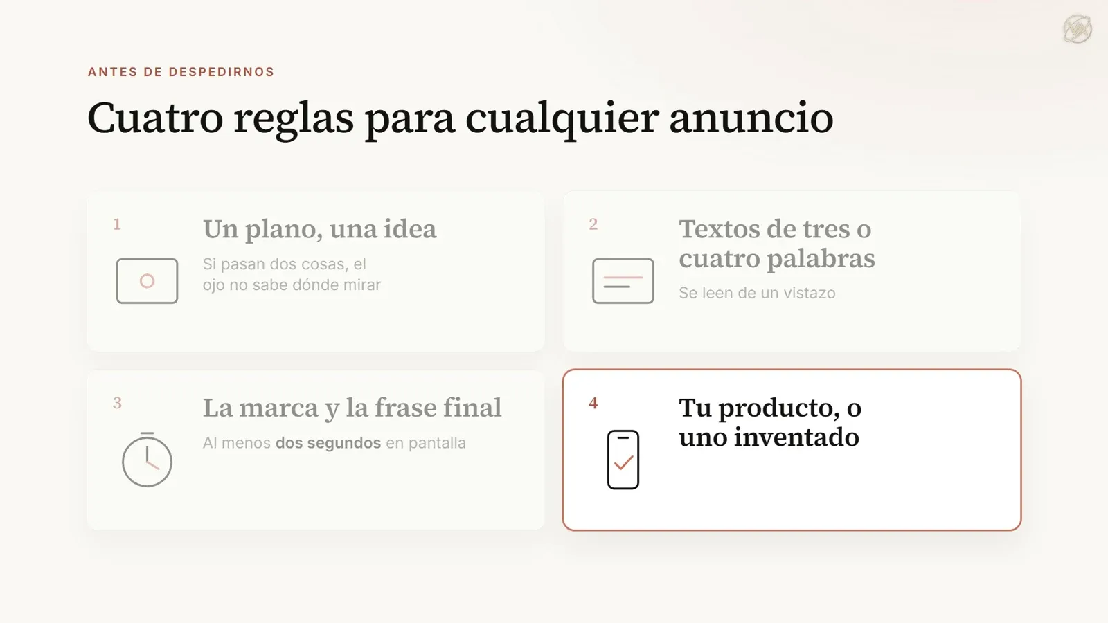 Un gráfico animado del curso: cuatro reglas para cualquier anuncio