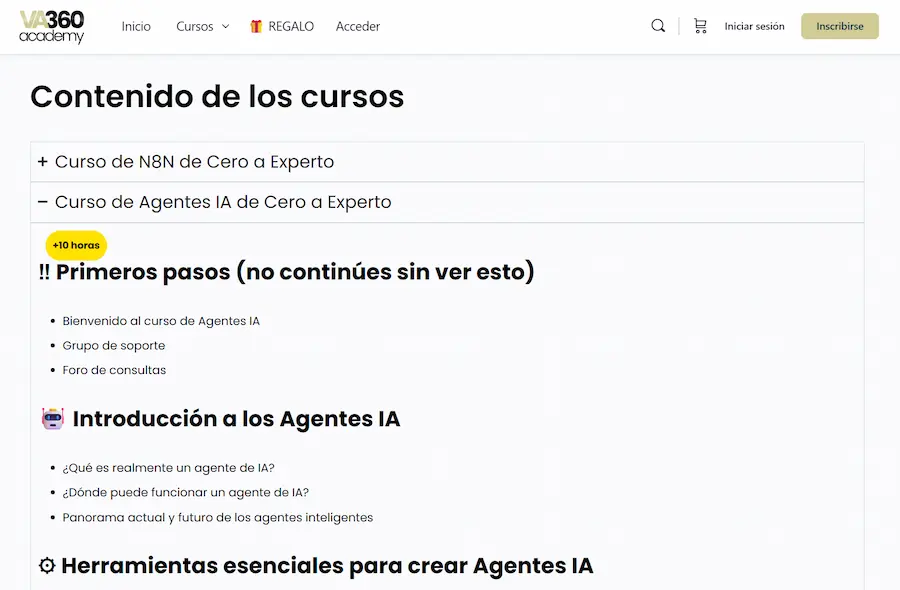 VA360 Academy formación completa en agentes IA y automatización para empresas