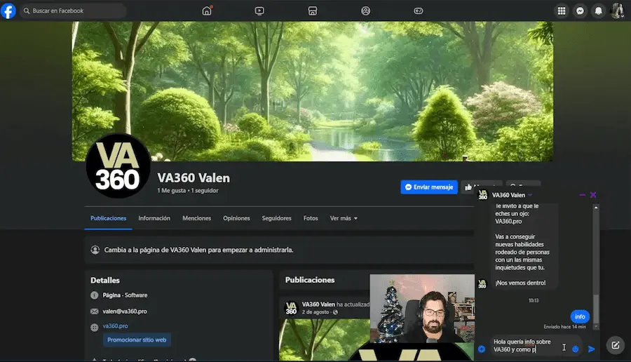 Chat de Facebook Messenger mostrando la respuesta automática del asistente IA